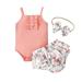 Summer Outfits For Teens Girls Toddler Ribbed Sleeveless Romper Body Shorts Outwear With Headwear 3Pcs Sets Clothes Suit