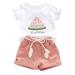 Outfits For Teen Girls Toddler Kids Baby Girl Watermelon Letter Print Tops Shorts Set Clothes Suit