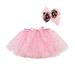 B91xZ Girls Tutu Skirt Dance Tulle Hairpin Kids Ballet Party Star Girls Splice Skirt+Bow Sequin Girls Dress&Skirt Pink Sizes 9-11 Years