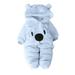 Toddler Girls Jump Hooded Solid Romper Baby Velvet Cartoon Bear Outfit Sets