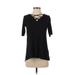 Maurices Short Sleeve Blouse: Black Tops - Women's Size Small