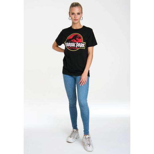 „T-Shirt LOGOSHIRT „“Jurassic Park Logo““ Gr. S, schwarz Damen Shirts T-Shirts mit coolem Print“