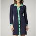 Lilly Pulitzer Dresses | New Lilly Pulitzer Loreen Dress Navy & Green Trim Button Front Belted Shirt Med | Color: Blue/Green | Size: M