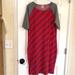 Lularoe Dresses | Lularoe Julia Dress Xl Baseball Shoulders Red Body Gray Sleeves Nwot | Color: Gray/Red | Size: Xl