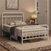 Lark Manor™ Angenette Steel Bed Frame Metal Platform Bed w/ Petal Accented Headboard/Footboard in White | 43.5 H x 41 W x 77.5 D in | Wayfair