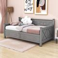 Wildon Home® Paskal Twin Size 2 Drawers Wooden Daybed Wood in Gray | 36 H x 43 W x 80 D in | Wayfair 5B4329BBC68A4186A6A7C5FDB2A0CB55