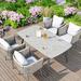 Corrigan Studio® Ziolkowski Rectangular 4 - Piece Outdoor Dining Set w/ Cushions Stone/Concrete in Gray | 62.99 W x 35.43 D in | Wayfair