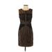 Heartloom Casual Dress - Sheath: Tan Jacquard Dresses - Women's Size Small