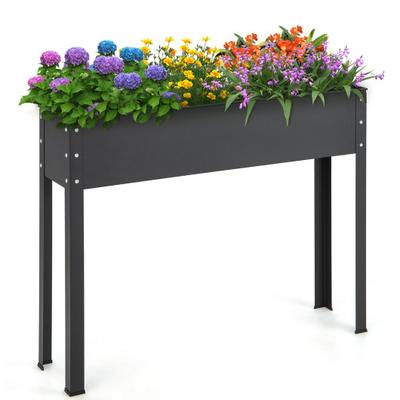 Costway Metal Raised Garden Bed with Legs and Drainage Hole for Vegetable Flower-40 x 11 x 31.5 inches
