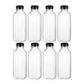 8Pcs PET Plastic Empty Storage Containers Bottles with Lids Caps Beverage Drink Bottle Juice Bottle Jar (Black Caps)