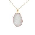 KIHOUT Deals Natural Crystal Pendant Necklace Multicolor Crystal Irregular Rough Stone Gold Edge Necklace Sweater Chain Natural Healing Rough Stone Pendant Necklace