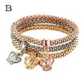 KIHOUT Multilayer Bracelets - 3PCS Gold/Silver/Rose Gold Corn Chain Bracelet For Women Heart Shaped Stretch Bracelet Clearance