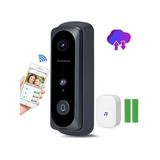 WONGKUO Video Doorbell Wireless Video Doorbell Camera HD 166Â°Security Smart WiFi Doorbells with Indoor Chime 2 Rechargeable Batteries Motion Detection Real-Time Video Two-Way Talk Night Vision