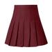 Eguiwyn Dresses for Women 2024 Womens Dresses Women s Fashion High Waist Pleated Mini Skirt Slim Waist Casual Tennis Skirt Wine L