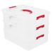 Plastic 3-tiers Stack Carry Storage Box With Handle Transparent Storage Bin