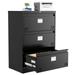 LUKEE Lateral File Cabinet with Lock and Hanging Bar 3 Horizontal Drawers Mental Vertical Filing Organized Cabinet for Office Home Letter/Legal/A4 Size(Black)