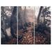 Design Art Autumn Foggy Forest Trees - 3 Piece Graphic Art on Wrapped Canvas Set