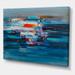 DESIGN ART Designart Waves Of Red On A Dark Blue Ocean Modern Canvas Wall Art Print 40 In. wide X 30 In. high