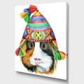 DESIGN ART Designart Portrait Of Guinea Pig With Hat I Animals Canvas Wall Art Print 24 In. wide X 36 In. high