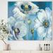 DESIGN ART Designart White Flower on Blue II Farmhouse Premium Canvas Wall Art 20 in. wide x 12 in. high