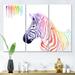 DESIGN ART Designart Portrait of Rainbow Zebra Farmhouse Canvas Wall Art Print 36 in. wide x 28 in. high - 3 Panels