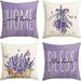 Lavender Home Sweet Home Bless This Home Spring Throw Pillow Covers 18 x 18 Inch Purple Cushion Case for Sofa Couch Set of 4