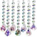 Toma Pack of 7 Crystal Sun Catcher Craft Pendants DIY Colorful Hanging Bead Chandelier Ornament Curtain Suncatcher with Hook