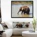 DESIGN ART Designart Elephant in Water in Sri Lanka Extra Large African Framed Canvas Art Print 40 in. wide x 30 in. high