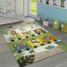 Paco Home Nursery Rug Cute Jungle Animals Locomotive Kids 3D Effect Green Cream 6 7 x 9 6 7 x 9
