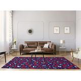 ArtVerse New York Big Football Leopard Print Area Rug Red/White/Dark Blue 8 x 10 4 x 6