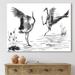 DESIGN ART Designart Two Enamored Japanese Cranes Birds Traditional Canvas Wall Art Print 40 in. wide x 30 in. high