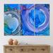 DESIGN ART Designart Blue Luxury Abstract Fluid Art XXII Modern Canvas Wall Art Print 48 In. Wide X 32 In. High - 3 Panels