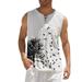 Mens Shirts Spring Summer Tops Casual Sports Sleeveless Top Cotton Linen Vest Painting Fitness Muscle Tank Top Tshirts Shirts for Men