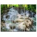 Design Art White Huay Mae Kamin Waterfall - 3 Piece Graphic Art on Wrapped Canvas Set