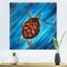 DESIGN ART Designart Colorful Sea Turtle Swimming In Blue Nautical & Coastal Canvas Wall Art Print 36 in. wide x 36 in. high