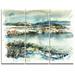 Design Art Blue Winter Lake Watercolor - 3 Piece Painting Print on Wrapped Canvas Set