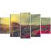 Design Art Vintage Photo of Poppies at Sunset 5 Piece Photographic Print on Wrapped Canvas Set