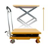 Double Scissor Hydraulic Lift Table/Cart 330lbs Capacity Handle Heavy Duty 49 Lifting Height Material Handing Elevating