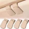 4 Pcs Sunglass Holder for Car Visor Magnetic Pu Leather Eyeglass Hanger Clip Sunglass Visor Clip Visor Sunglass Holder Car Visor Ticket Card Clip Eyeglasses Mount (Beige Classic)