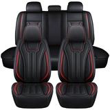 Leather Car Seat Cover 5 Seats for Chevrolet Chevy Silverado GMC Sierra 1500 2500HD 3500HD 2007-2021 Full Set Cushion Seat Covers for Cars Durable Waterproof Red