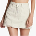 Free People Skirts | Free People Skirt 31 Beige Denim High Rise Distressed Mini Button Fly | Color: Cream | Size: 12