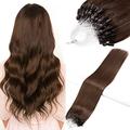 0.5g Micro Loop Hair 0.5g/s 100s Straight Human Hair Extensions Easy Loop Brazilian Remy Hair Micro Ring Hair Extensions(14 inch, 4 Medium Brown)