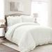 Ella Ruffle Lace 100% Cotton Duvet Cover White 3Pc Set King - Lush Decor 21T014299