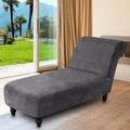 House of Hampton® Box Cushion Chaise Lounge Slipcover Velvet in Gray | 30 H x 32 W in | Wayfair 26C387866FB0467496D7D2EE12D5C9EE