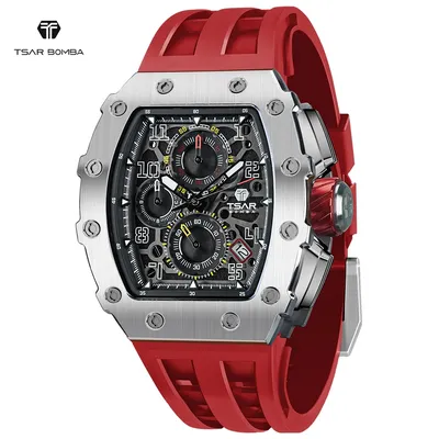 TSAR BOMBA-Montre de Luxe pour Homme Bracelet en Silicone Importé à la Main Shoous Horloge à 50m