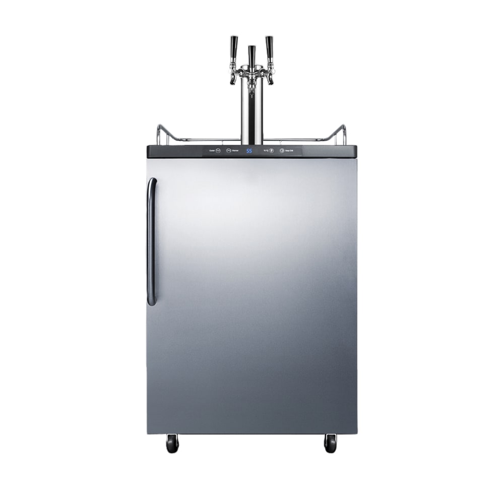 Summit SBC635MSSTBTRIPLE 23 5/8" Kegerator Commercial Beer Dispenser w/ 2 Keg Capacity - 2 Column, Stainless, 115v, Silver