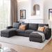 U Shaped Sectional Sofa - Spacious and Stylish, Grey