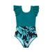 B91xZ Baby Swimsuit Girl Teen Kids Girls Swimsuits OnePiece Kids Black Swimsuits Chest Pads Girl Sun Ruffler Sleeves Floral Sky Blue Sizes 6-7 Years