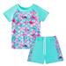 Godderr Girls Rash Guard 2-Piece Swimwear Fish Scale Pattern Swimwear Upf 50+ Uv for 4-12Y