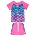 Godderr Girls Rash Guard 2-Piece Swimwear Fish Scale Pattern Swimwear Upf 50+ Uv for 4-12Y